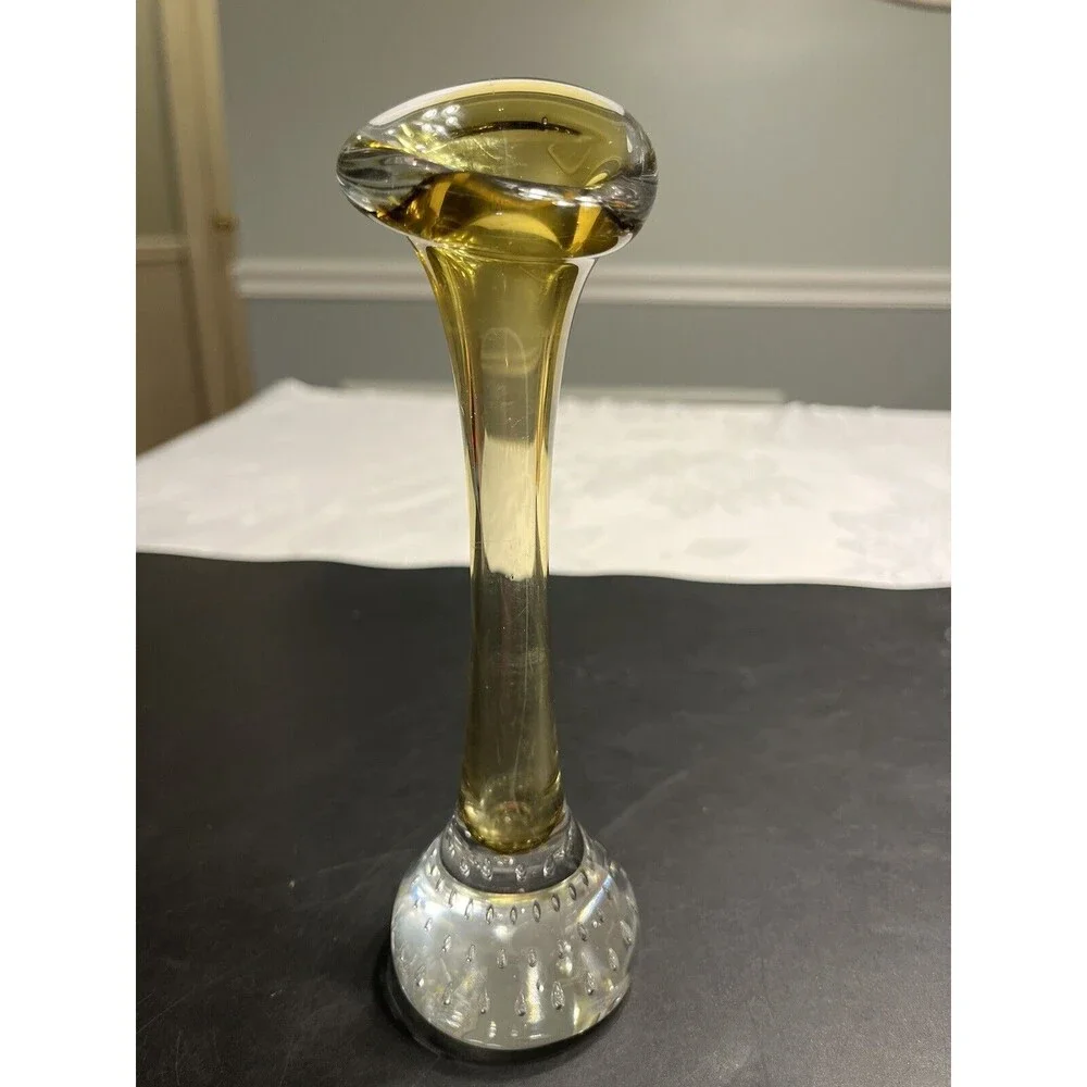 Vintage Yellow Jack in the Pulpit Bud Vase Aseda of Sweden 7.6”